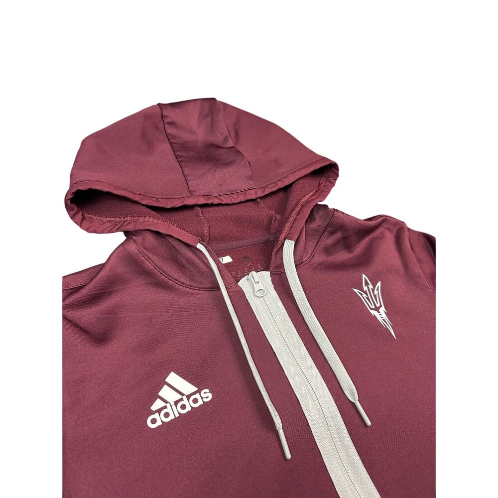 Adidas ASU Sweatshirt Womens Medium Red Full Zip Hoodie Arizona State Devils